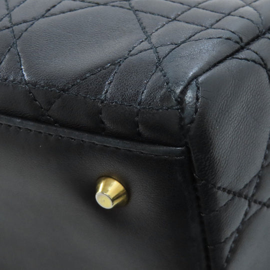 Christian Dior Handbag lambskin black Lady Dior Medium 2WAY