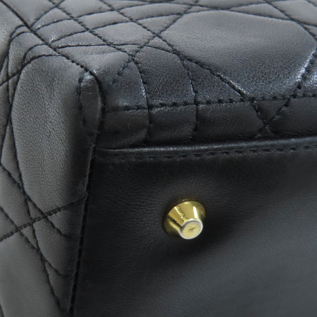 Christian Dior Handbag lambskin black Lady Dior Medium 2WAY