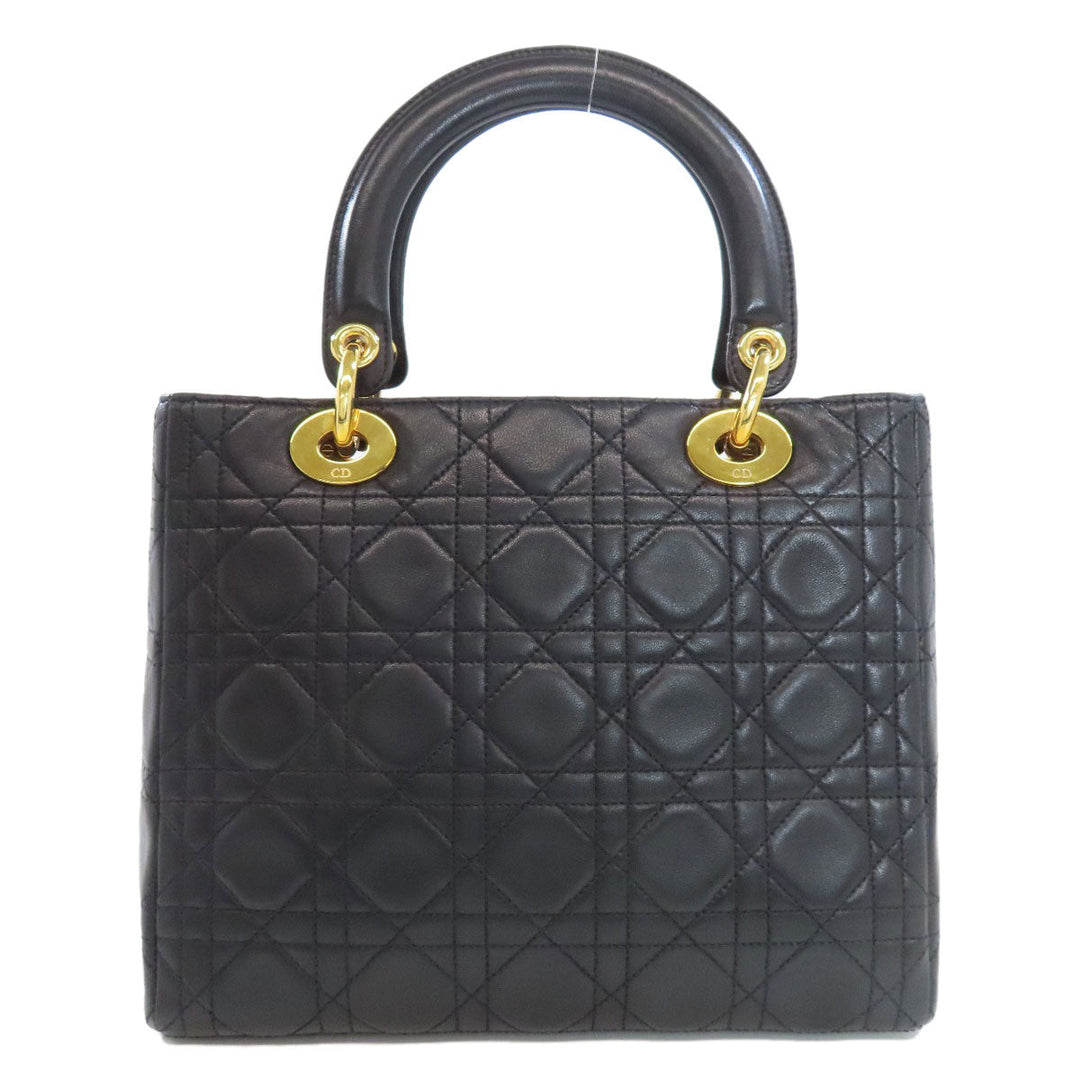 Christian Dior Handbag lambskin black Lady Dior Medium 2WAY