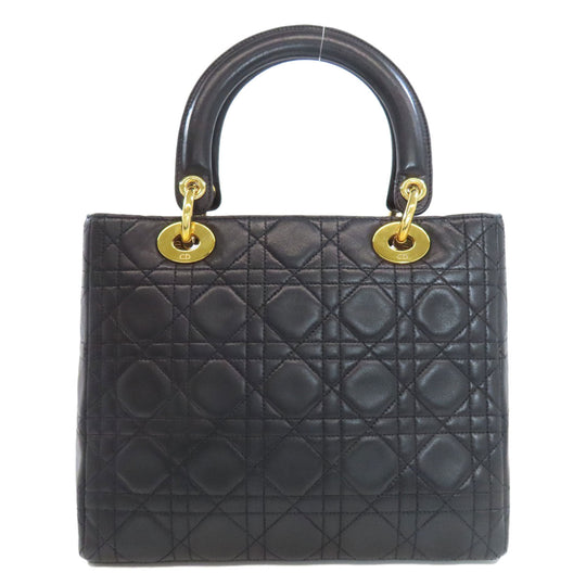 Christian Dior Handbag lambskin black Lady Dior Medium 2WAY