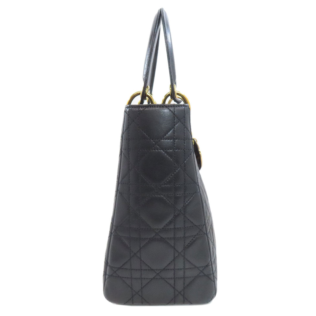 Christian Dior Handbag lambskin black Lady Dior Medium 2WAY