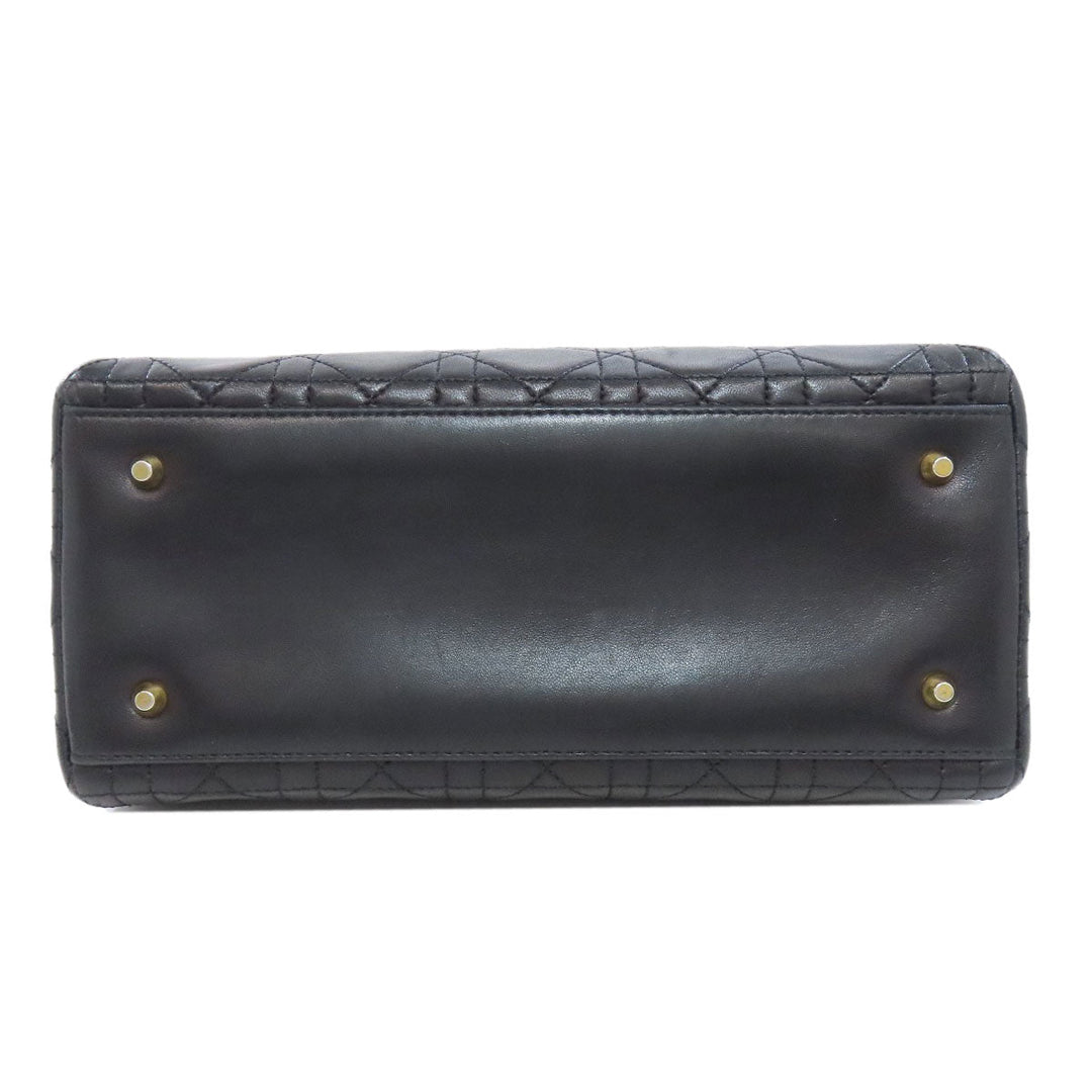 Christian Dior Handbag lambskin black Lady Dior Medium 2WAY