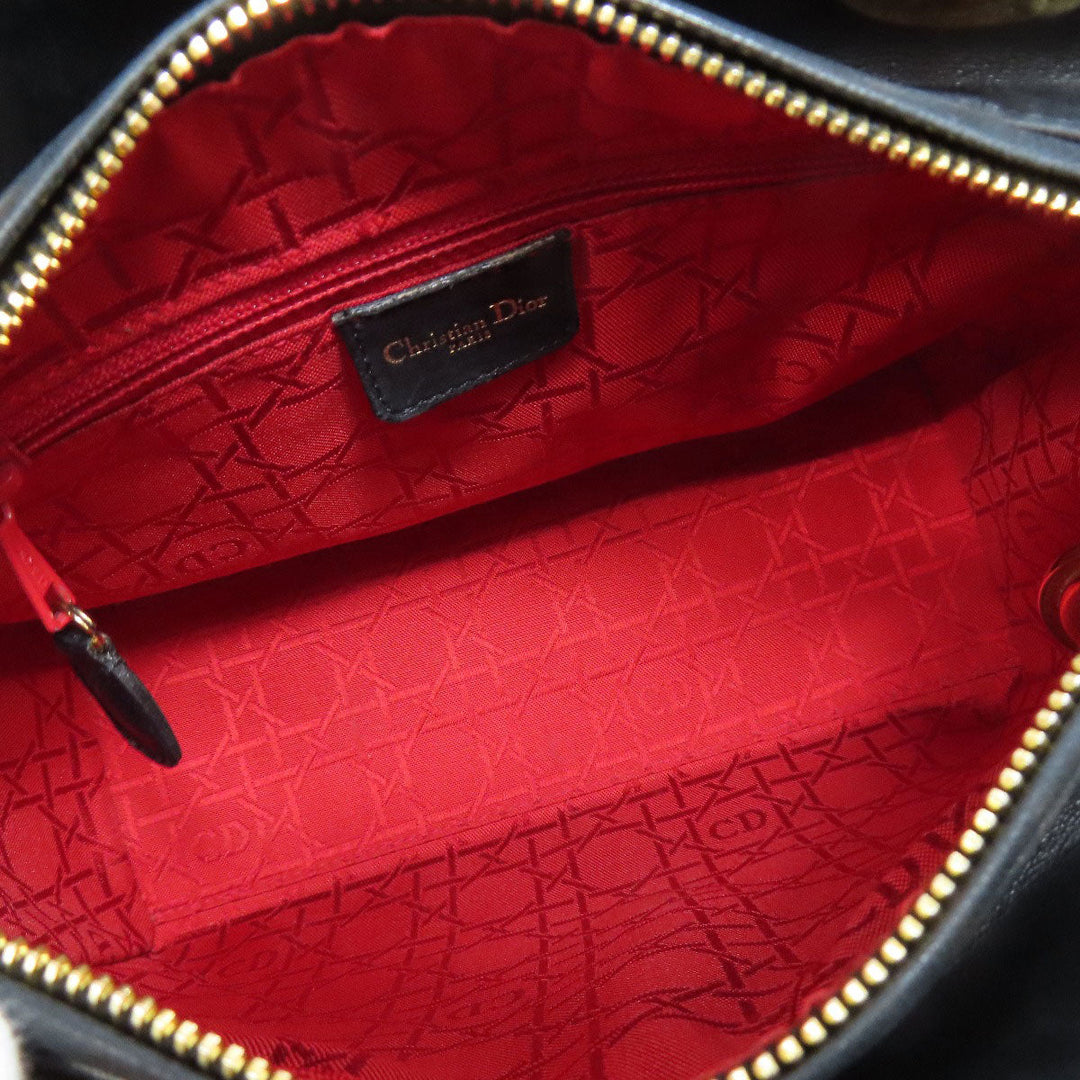 Christian Dior Handbag lambskin black Lady Dior Medium 2WAY