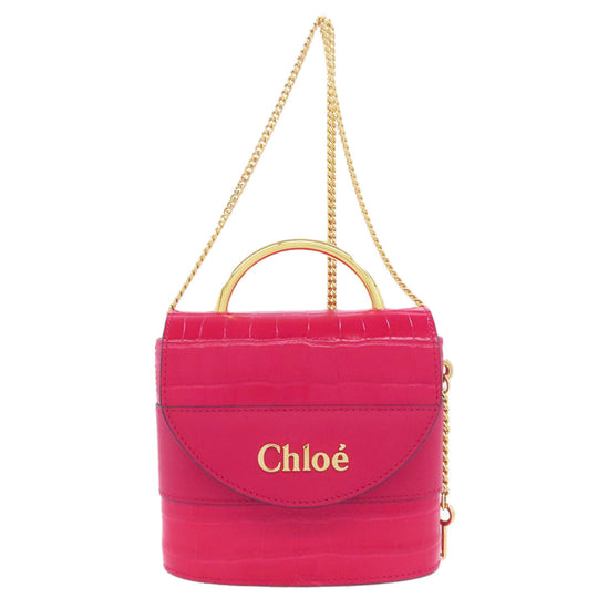 Chloe Handbag leather Red Abbey Lock 2WAY Women Used Authentic