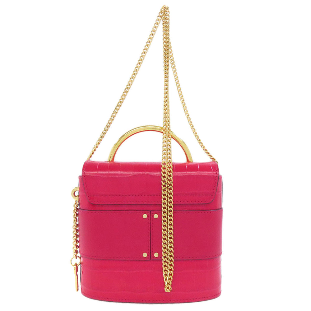 Chloe Handbag leather Red Abbey Lock 2WAY Women Used Authentic
