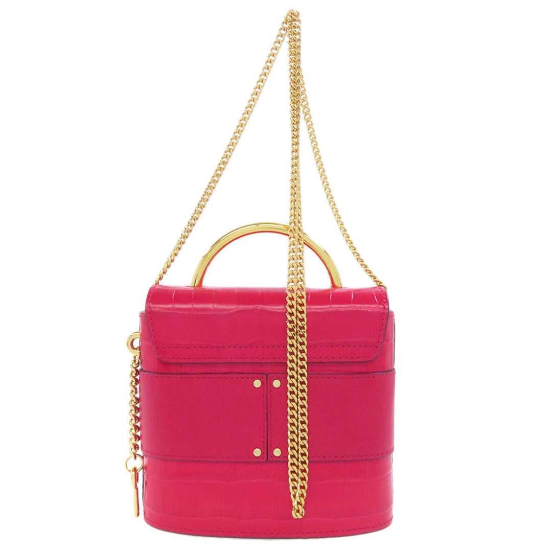 Chloe Handbag leather Red Abbey Lock 2WAY Women Used Authentic