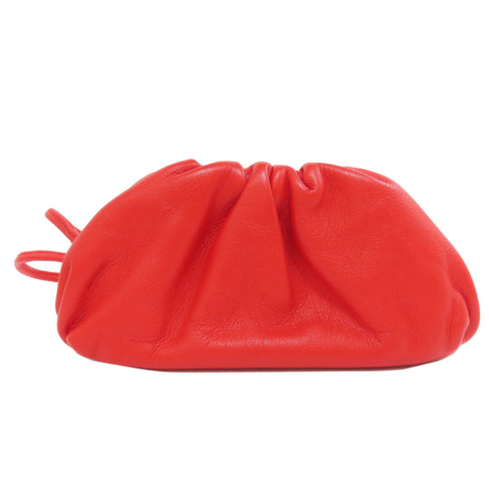 BOTTEGAVENETA Coin case lambskin Red Mini the pouch Women Used Authentic
