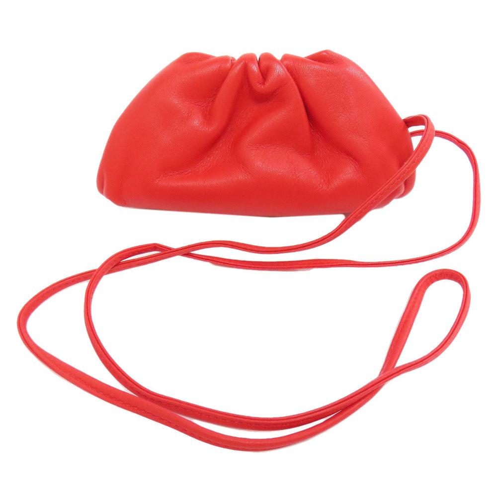 BOTTEGAVENETA Coin case lambskin Red Mini the pouch Women Used Authentic