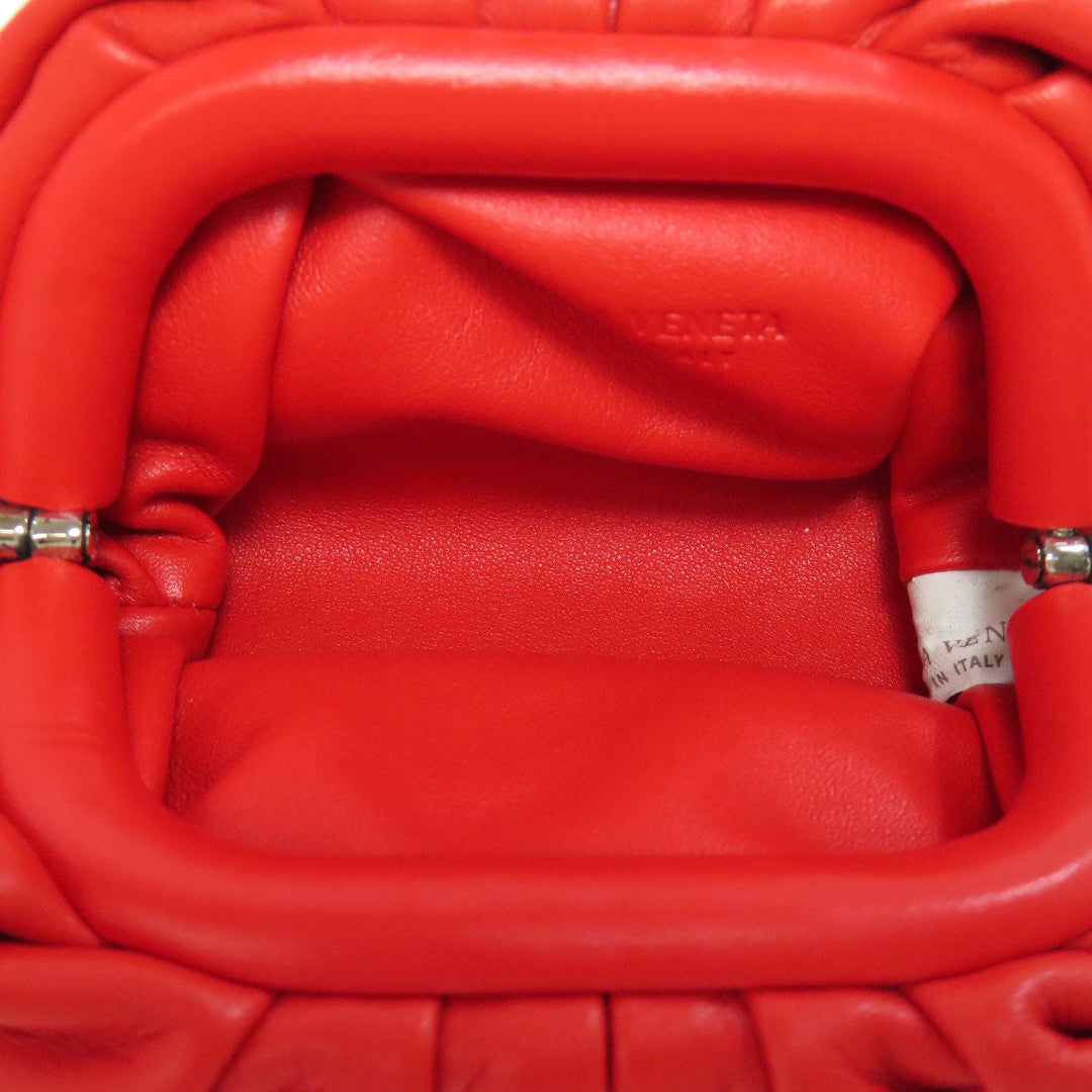 BOTTEGAVENETA Coin case lambskin Red Mini the pouch Women Used Authentic
