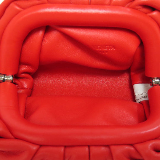 BOTTEGAVENETA Coin case lambskin Red Mini the pouch Women Used Authentic