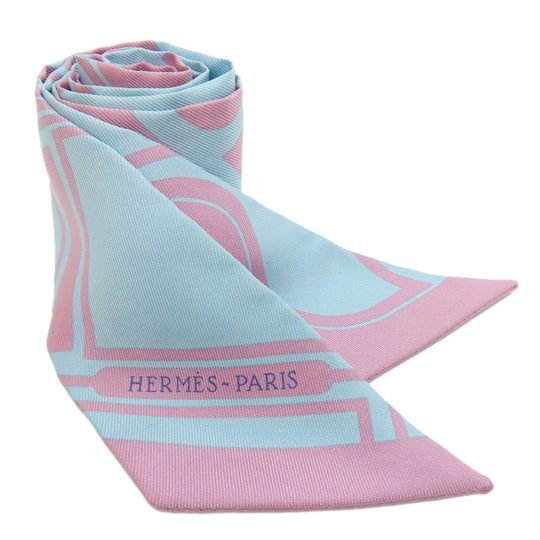 HERMES scarf silk pink Twilly Women Used Authentic