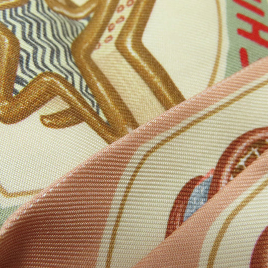 HERMES scarf silk Brown Twilly Women Used Authentic