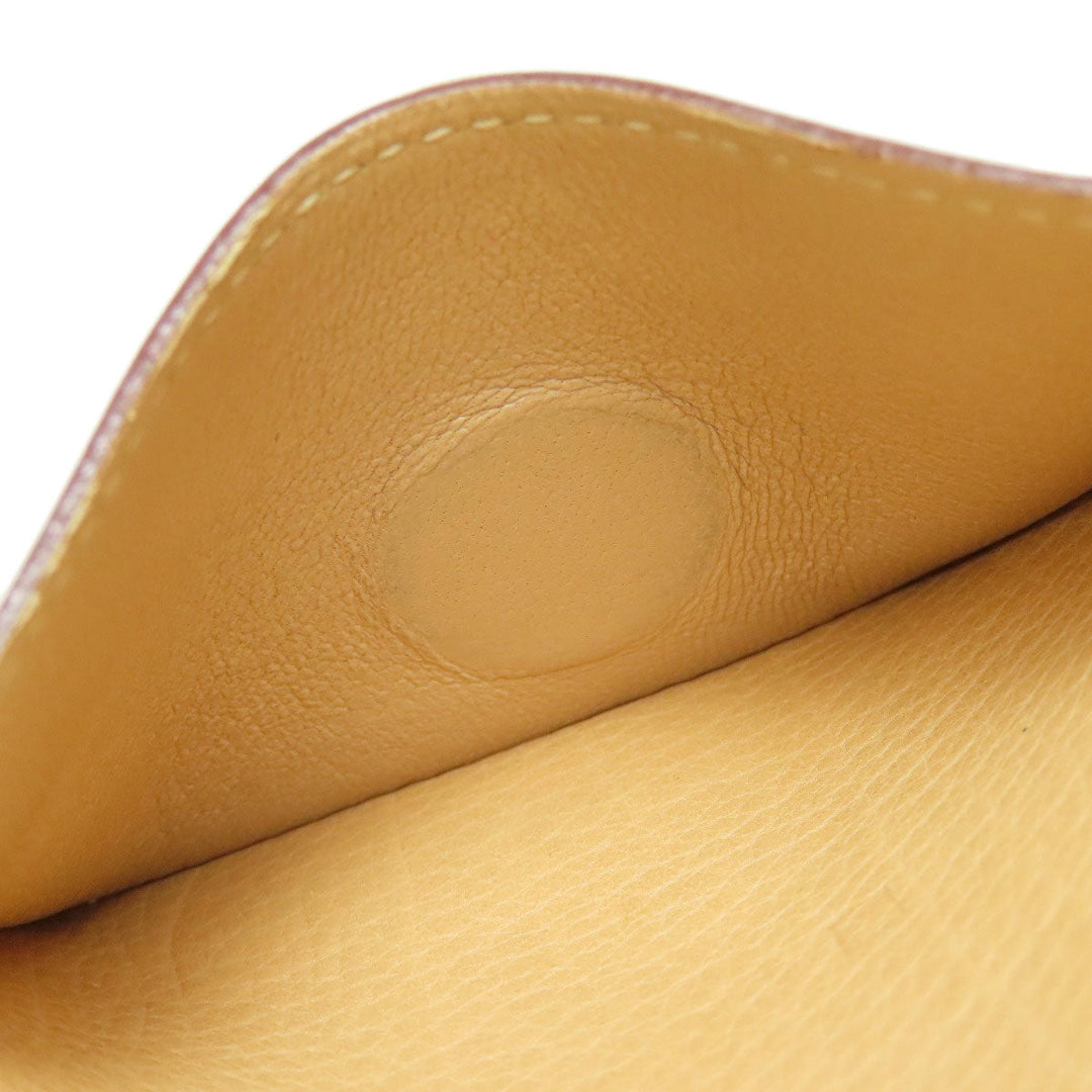 HERMES Coin case Taurillon Clemence beige Dogon Gold Metal Women Used Authentic