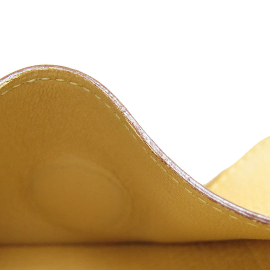 HERMES Coin case Taurillon Clemence beige Dogon Gold Metal Women Used Authentic