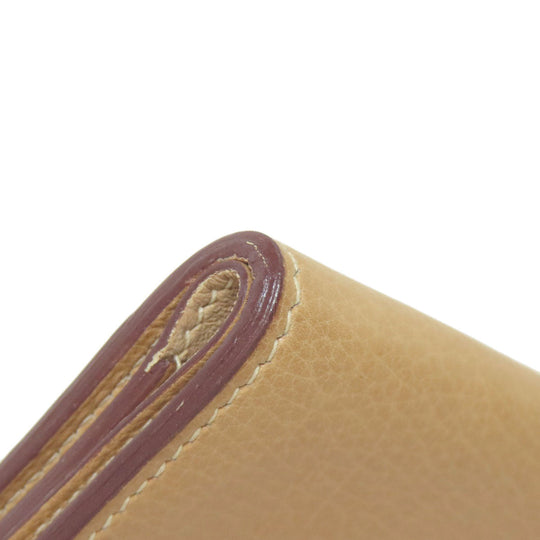HERMES Coin case Taurillon Clemence beige Dogon Gold Metal Women Used Authentic