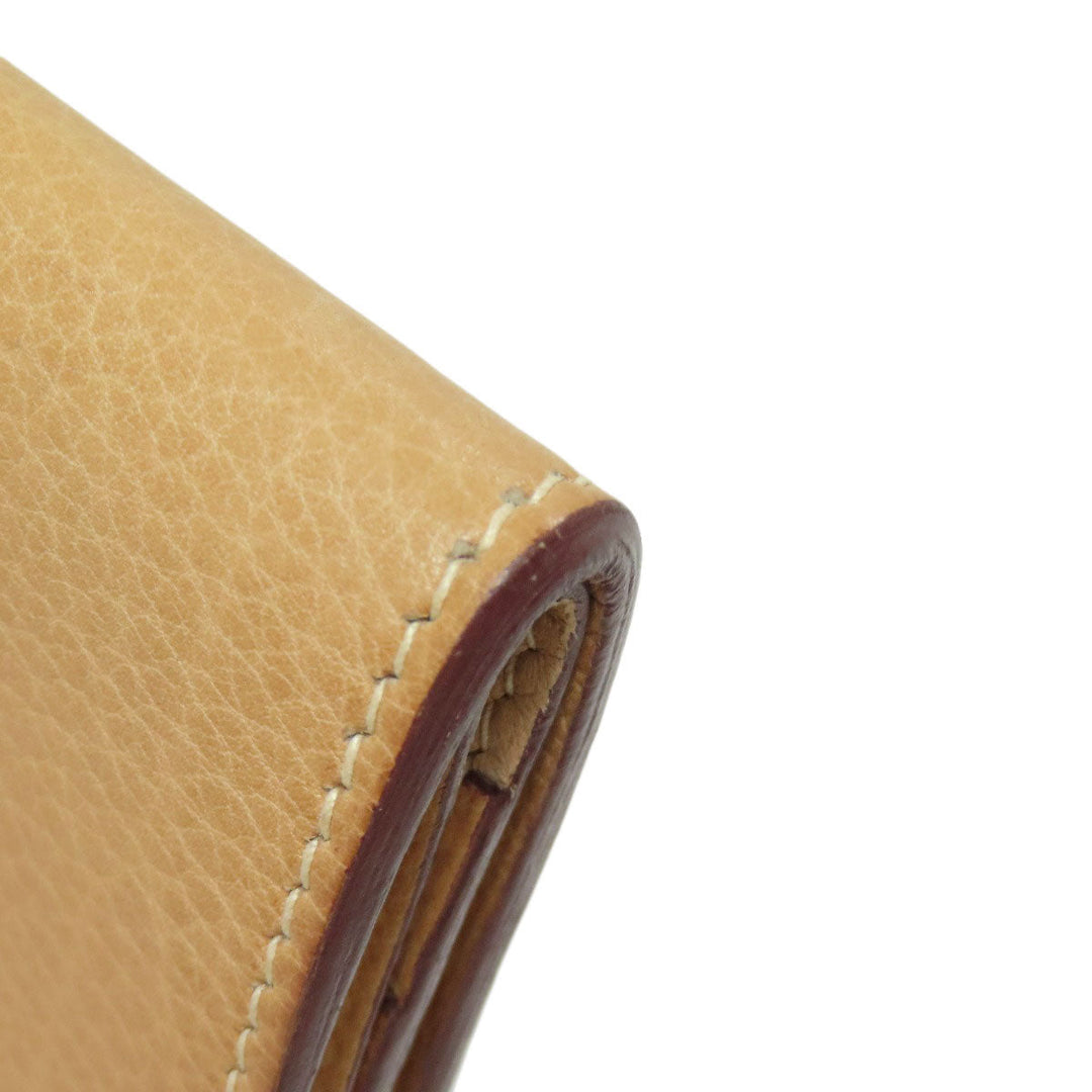 HERMES Coin case Taurillon Clemence beige Dogon Gold Metal Women Used Authentic