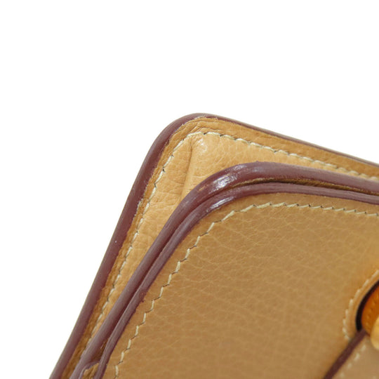 HERMES Coin case Taurillon Clemence beige Dogon Gold Metal Women Used Authentic
