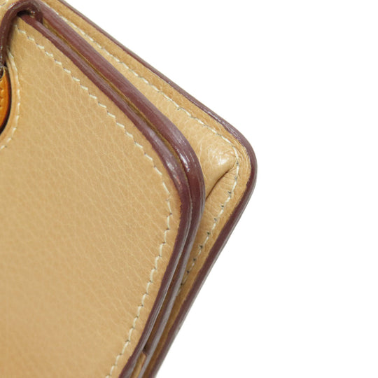 HERMES Coin case Taurillon Clemence beige Dogon Gold Metal Women Used Authentic