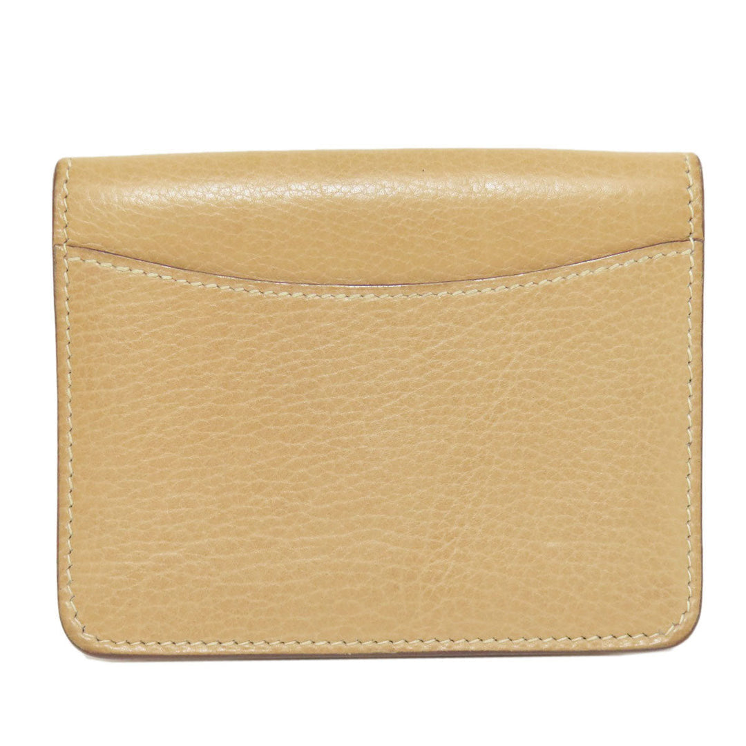 HERMES Coin case Taurillon Clemence beige Dogon Gold Metal Women Used Authentic