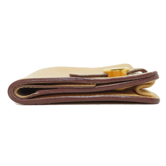 HERMES Coin case Taurillon Clemence beige Dogon Gold Metal Women Used Authentic