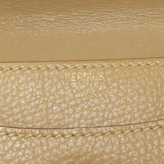 HERMES Coin case Taurillon Clemence beige Dogon Gold Metal Women Used Authentic