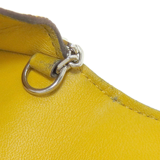 HERMES Coin case Shave yellow Dogon SilverMetal Women Used Authentic