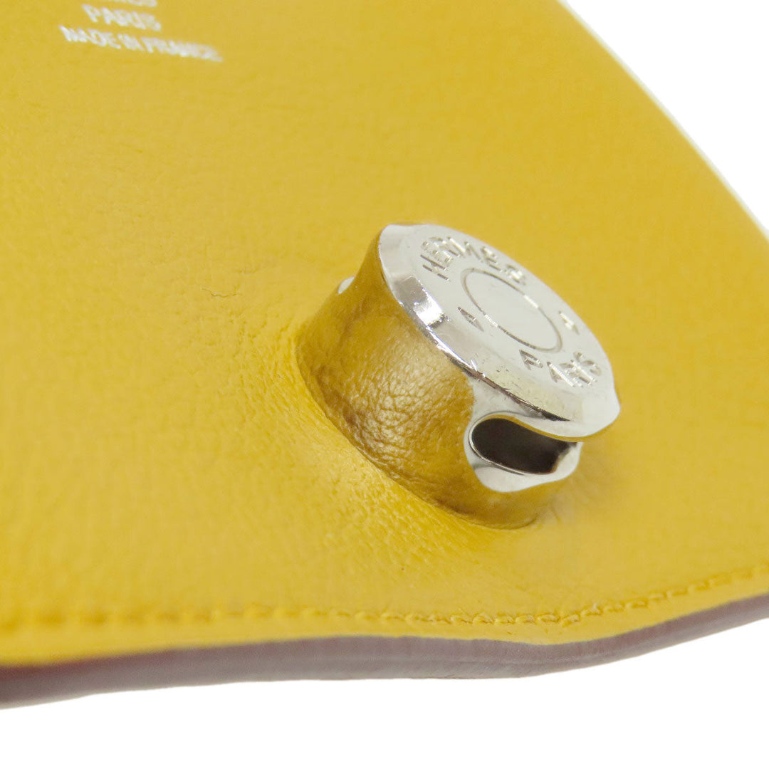 HERMES Coin case Shave yellow Dogon SilverMetal Women Used Authentic