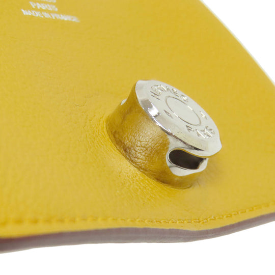 HERMES Coin case Shave yellow Dogon SilverMetal Women Used Authentic