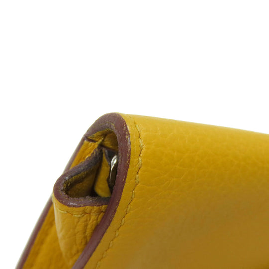 HERMES Coin case Shave yellow Dogon SilverMetal Women Used Authentic