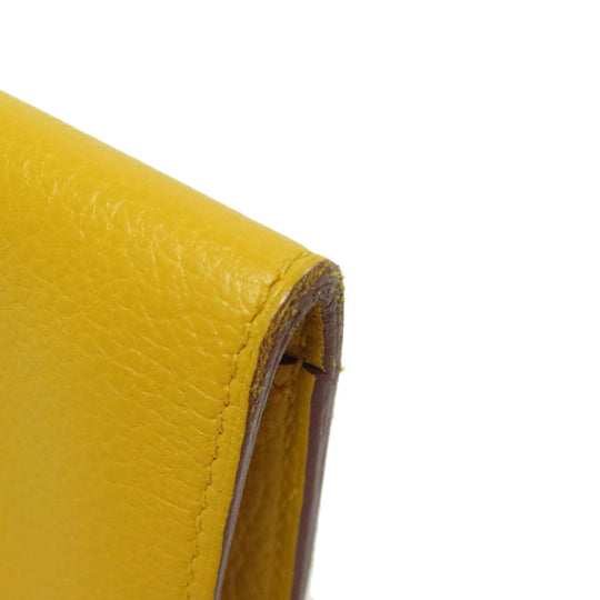 HERMES Coin case Shave yellow Dogon SilverMetal Women Used Authentic