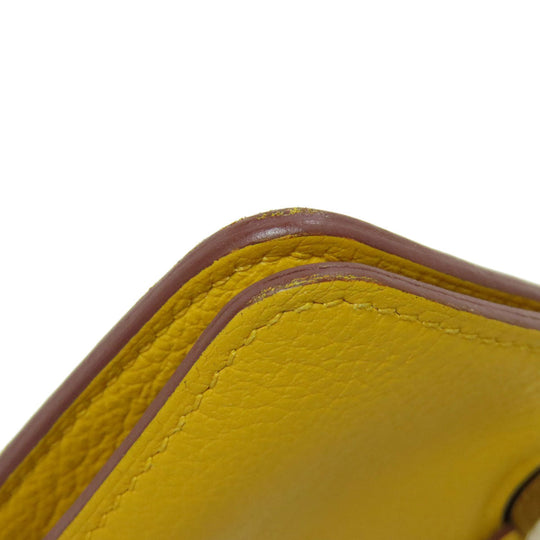 HERMES Coin case Shave yellow Dogon SilverMetal Women Used Authentic