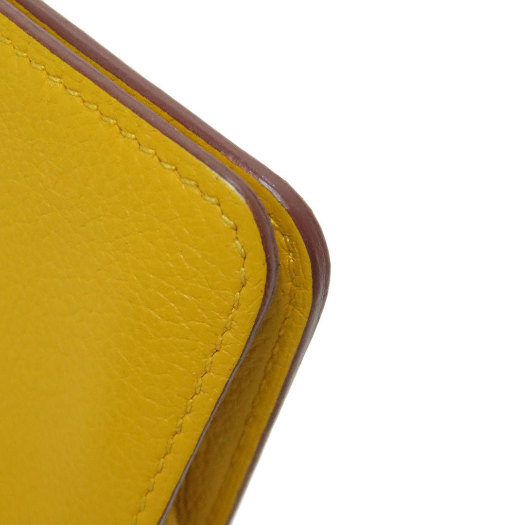 HERMES Coin case Shave yellow Dogon SilverMetal Women Used Authentic