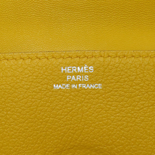 HERMES Coin case Shave yellow Dogon SilverMetal Women Used Authentic