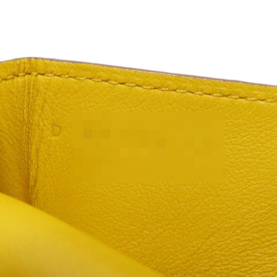 HERMES Coin case Shave yellow Dogon SilverMetal Women Used Authentic