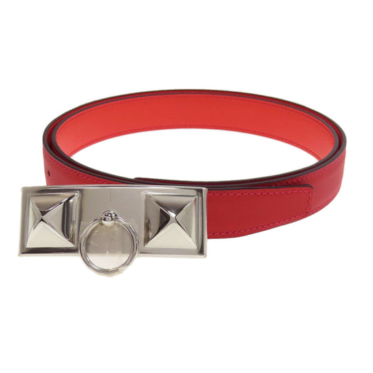 HERMES belt Swift, Epsom Red Rival Vermilion Rose SVMetal mens Used Authentic