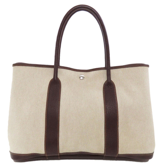 HERMES Tote Bag Tower ash Brown Garden Party PM SilverMetal Women Used Authentic