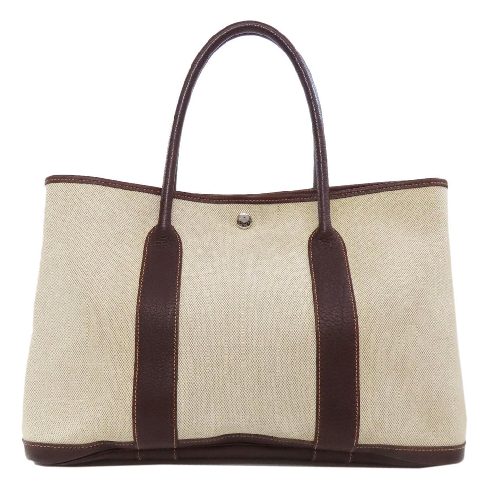 HERMES Tote Bag Tower ash Brown Garden Party PM SilverMetal Women Used Authentic
