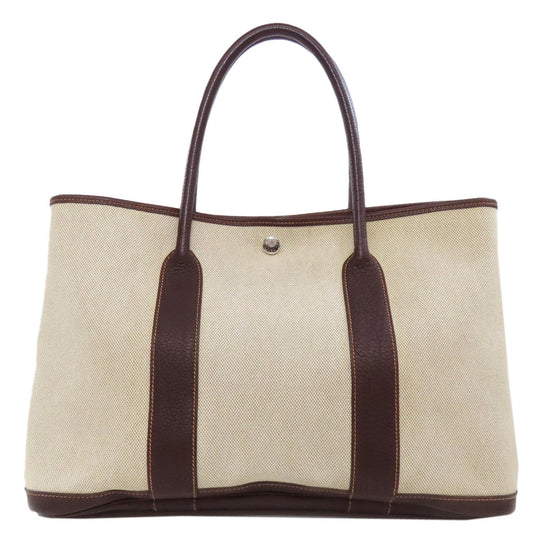 HERMES Tote Bag Tower ash Brown Garden Party PM SilverMetal Women Used Authentic