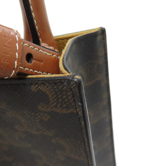 CELINE Handbag PVC Brown Vertical Cover Small Triomphe 2WAY Women Used Authentic