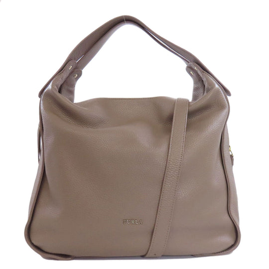 Furla Handbag leather Brown one belt 2WAY Women Used Authentic