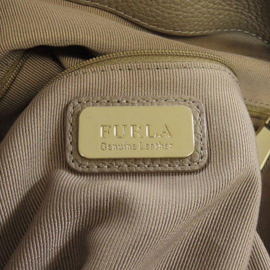 Furla Handbag leather Brown one belt 2WAY Women Used Authentic