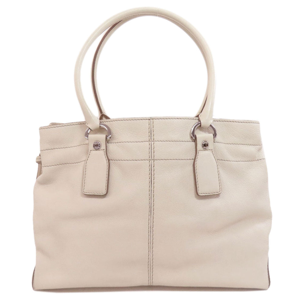 TOD�fS Tote Bag leather white logo Women Used Authentic