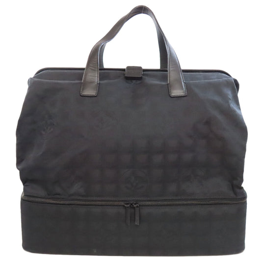 CHANEL Boston Duffel bag Nylon jacquard black New travel line Women Used Authentic
