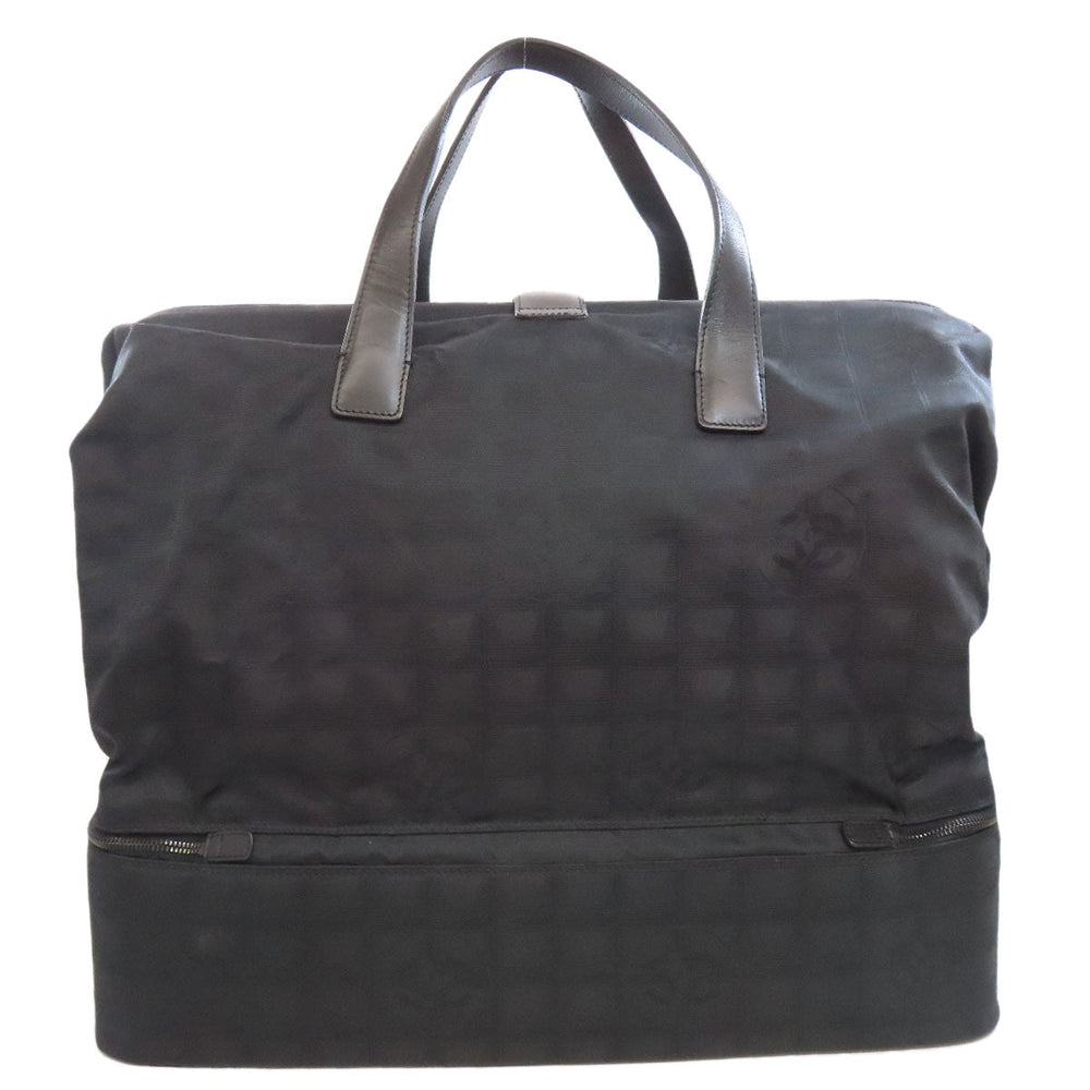 CHANEL Boston Duffel bag Nylon jacquard black New travel line Women Used Authentic