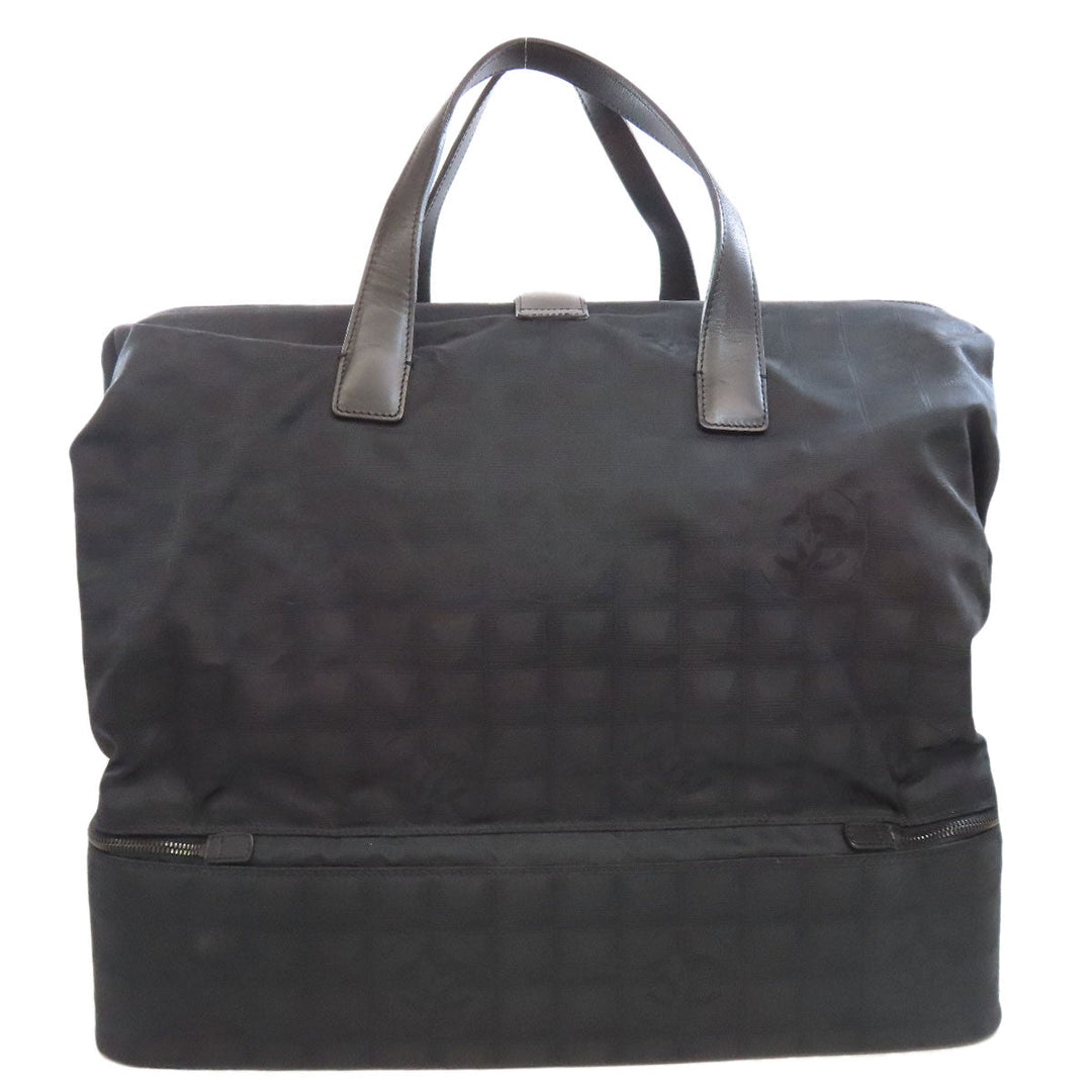 CHANEL Boston Duffel bag Nylon jacquard black New travel line Women Used Authentic