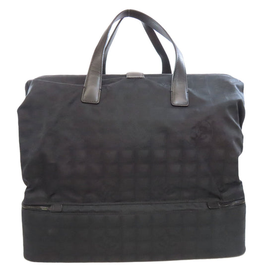 CHANEL Boston Duffel bag Nylon jacquard black New travel line Women Used Authentic