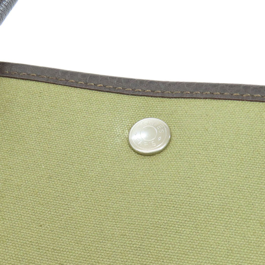 HERMES Tote Bag Towar Officche green Garden Party PM SilverMetal Women Used Authentic