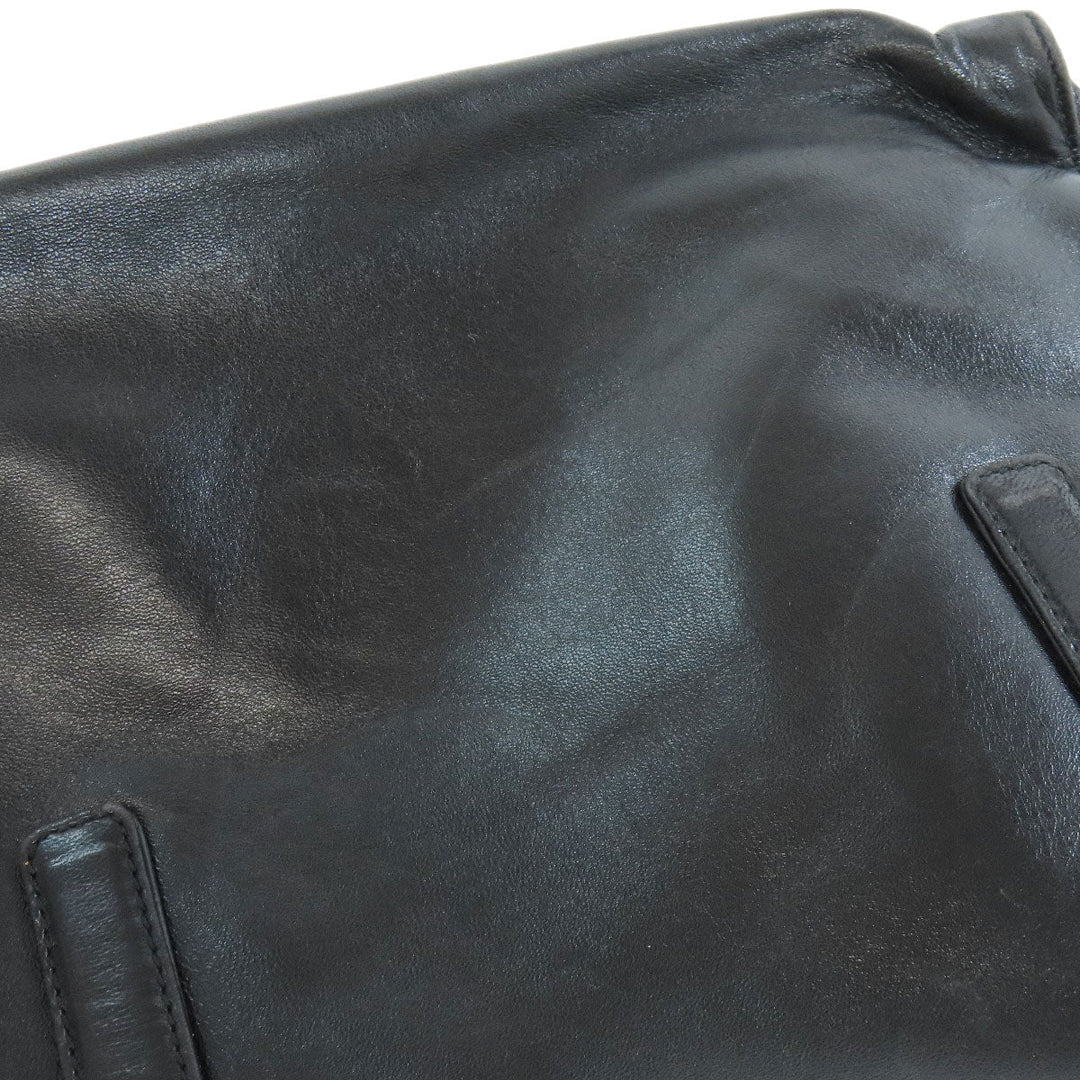 PRADA Tote Bag Calfskin black logo Women Used Authentic