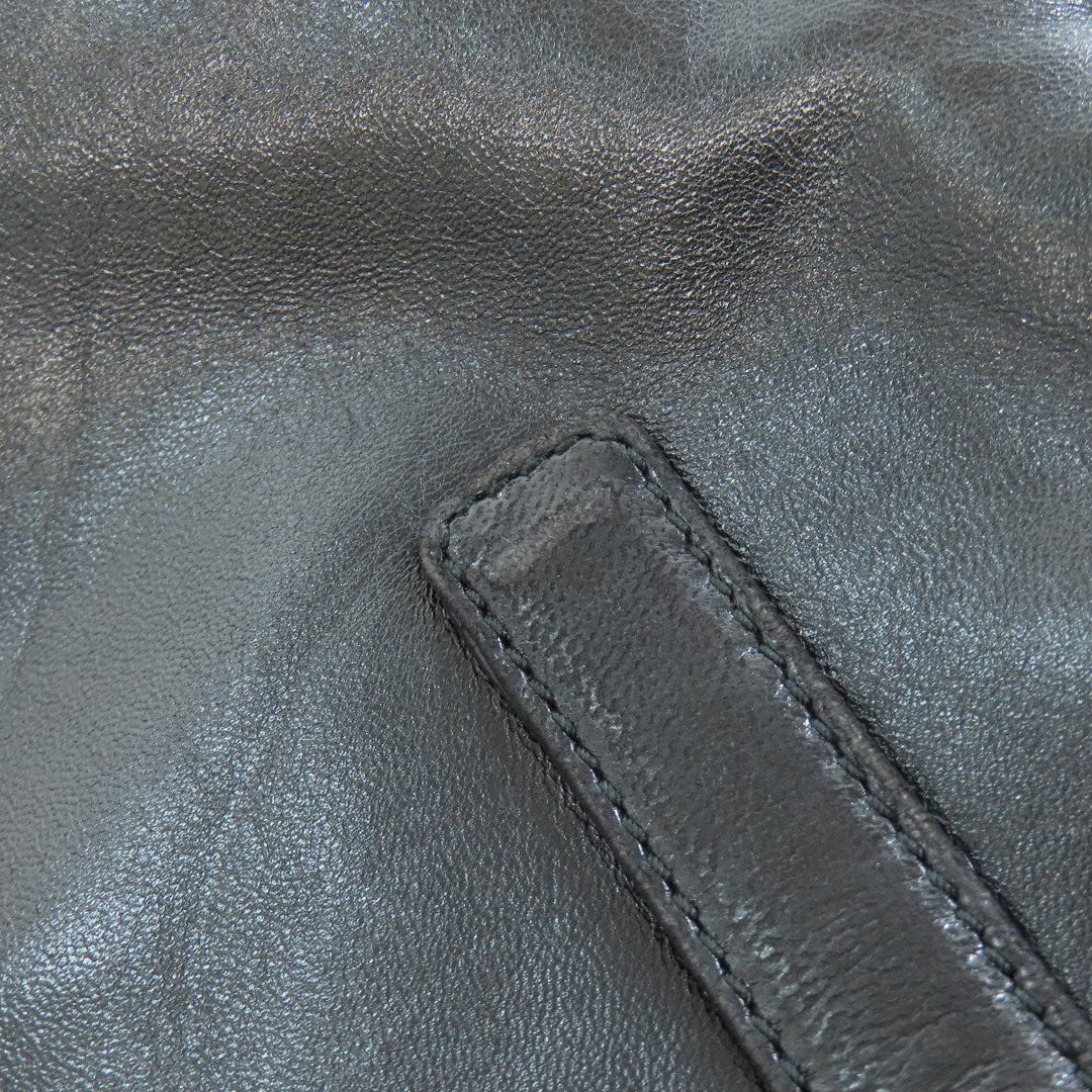 PRADA Tote Bag Calfskin black logo Women Used Authentic