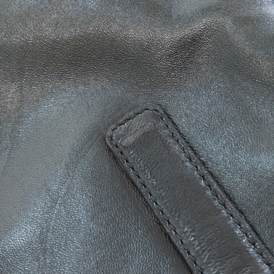 PRADA Tote Bag Calfskin black logo Women Used Authentic